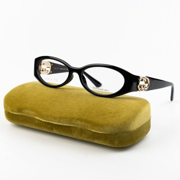 NEW Gucci GG1693O 001 Black Oval Women Eyeglasses